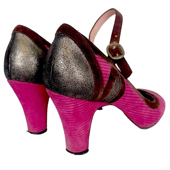 MARC JACOBS Collection Corduroy Magenta Suede Metallic Leather Mary Jane Heel - Picture 7 of 13